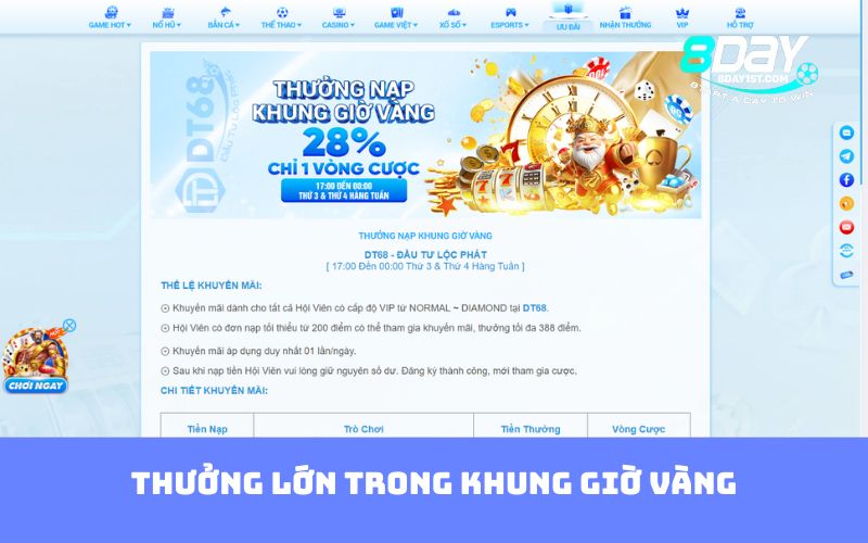 Thưởng lớn trong khung giờ vàng