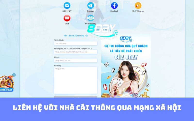 Liên hệ với nhà cái thông qua mạng xã hội