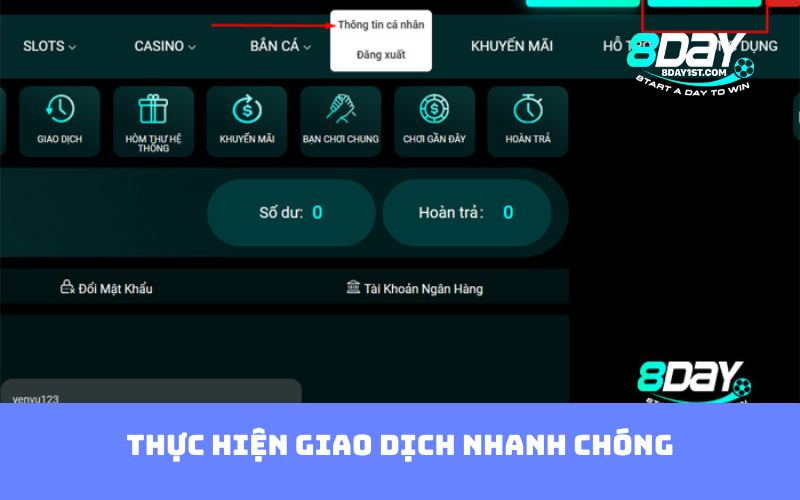 Thực hiện giao dịch nhanh chóng